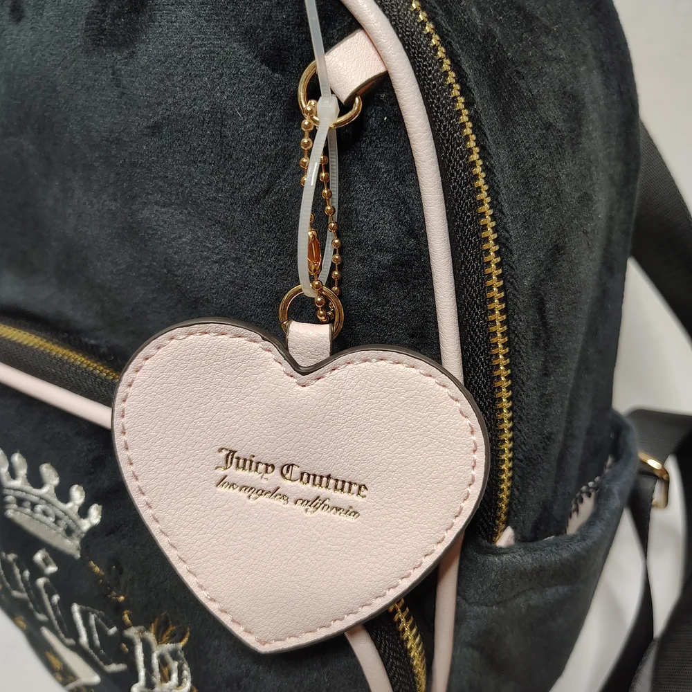 Juicy Couture Black Liquorice Velour Heritage Embroidered Backpack NEW $99